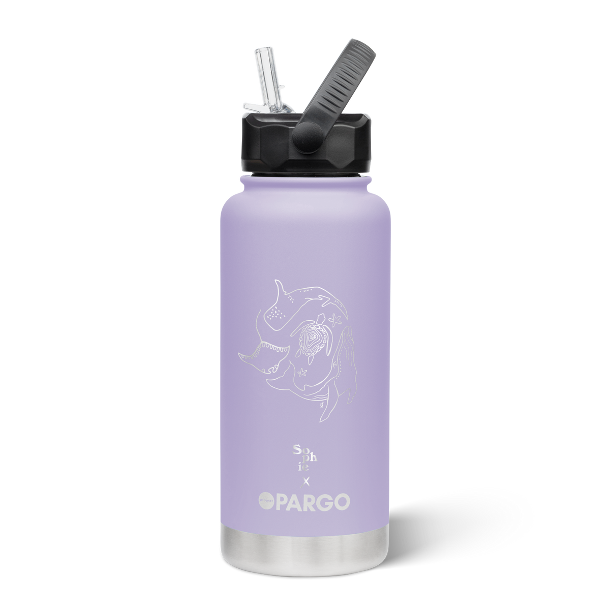 Sophie Fletcher | Manta Ray | 950mL Insulated Bottle w/ Straw Lid